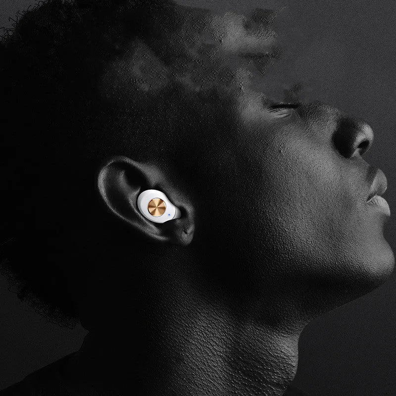 Wireless Bluetooth Mini TWS headphones in black, green, or white with charging case