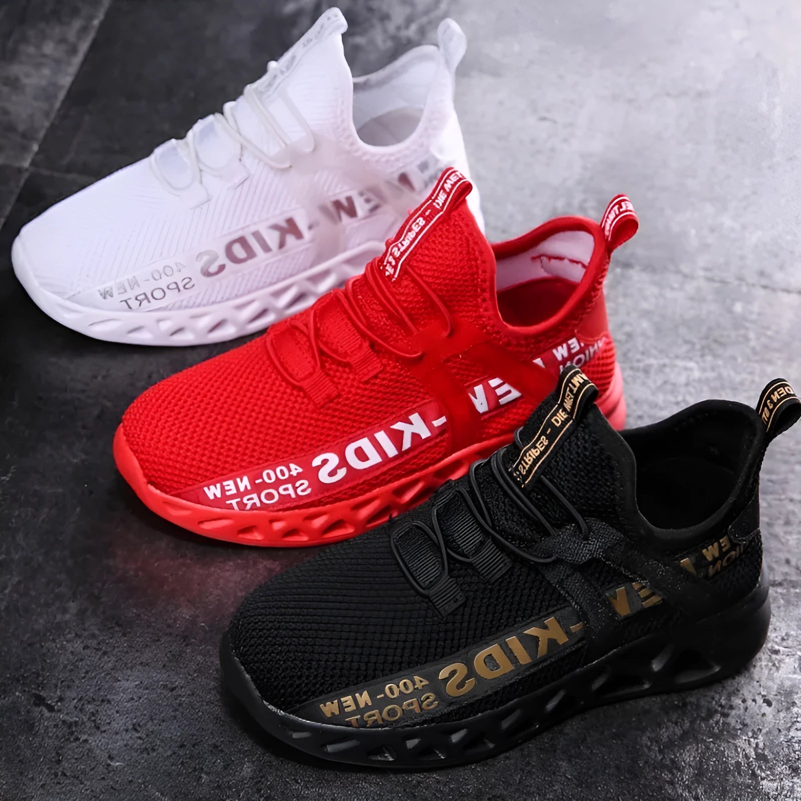 Mesh kids sneakers lightweight breathable casual shoes non-slip rubber sole