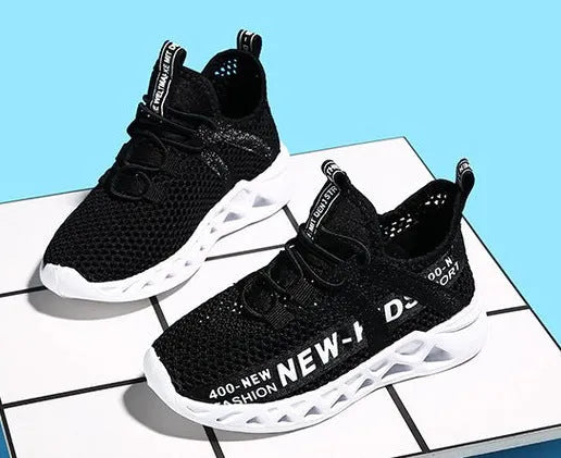 Mesh kids sneakers lightweight breathable casual shoes non-slip rubber sole