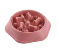 Home Style Bone Choke Prevention Slow Food Bowl Dog Bowl in blue plastic with raised bone obstacles for slower eating
