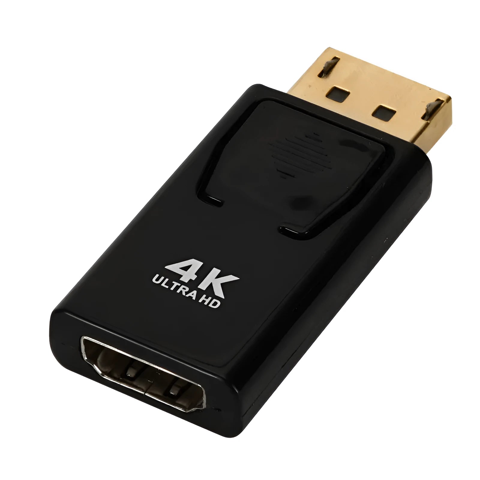 Black DisplayPort to HDMI adapter cable connector
