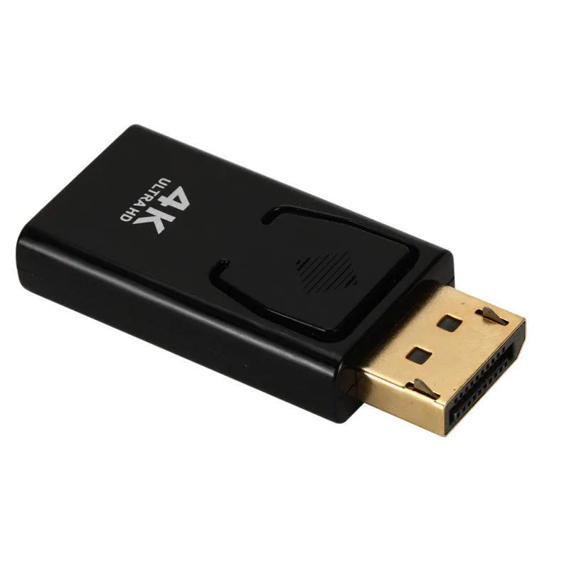 Black DisplayPort to HDMI adapter cable connector