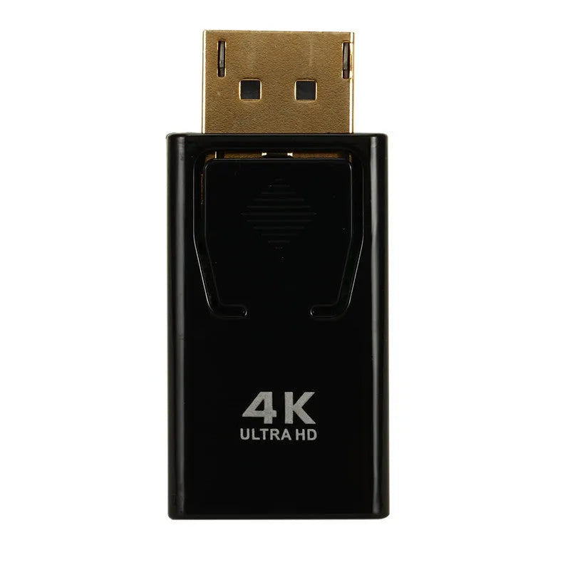 Black DisplayPort to HDMI adapter cable connector