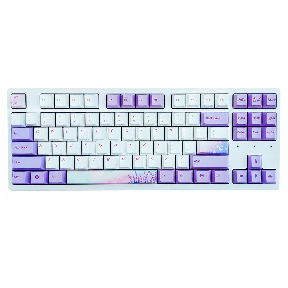 AKKO lavender violet PBT keycap set for mechanical keyboards with 108 keys and multimedia controls