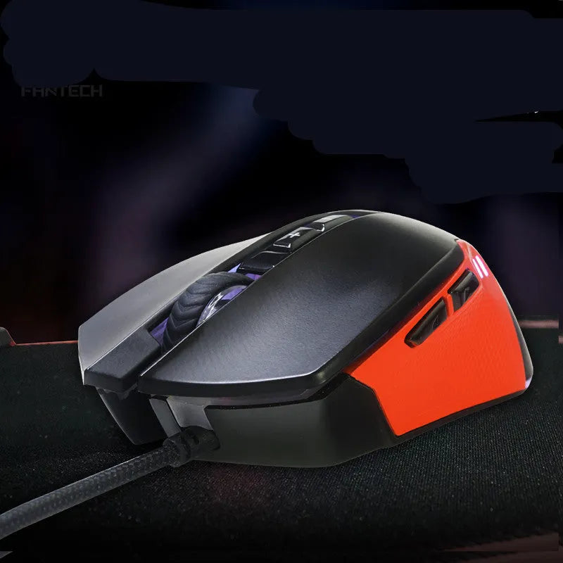 USB wired gaming mouse in black with 7 buttons and 4000 DPI optical sensor