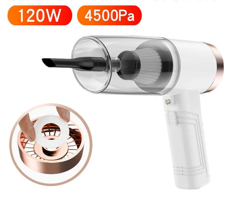 120W car vacuum cleaner with accessories in black or white colour