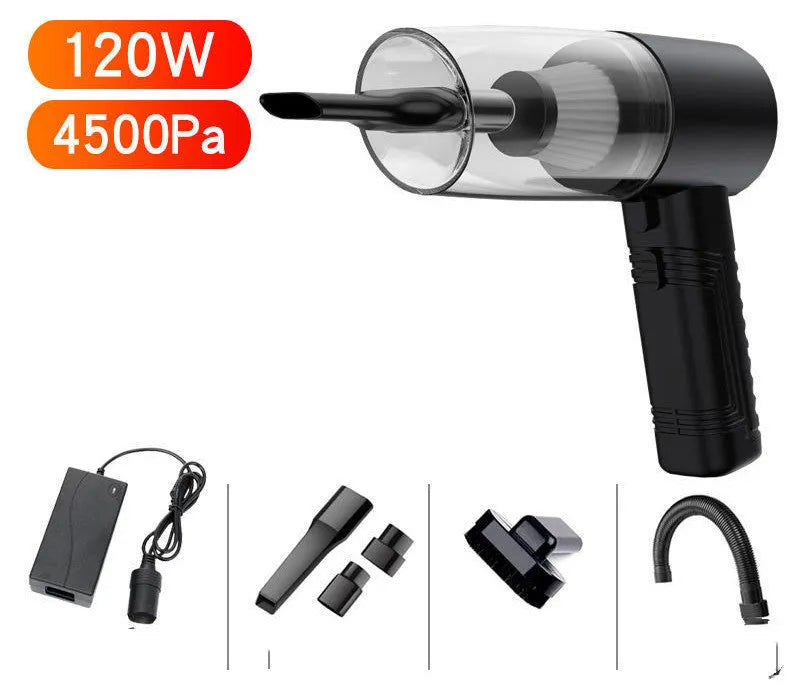 120W car vacuum cleaner with accessories in black or white colour