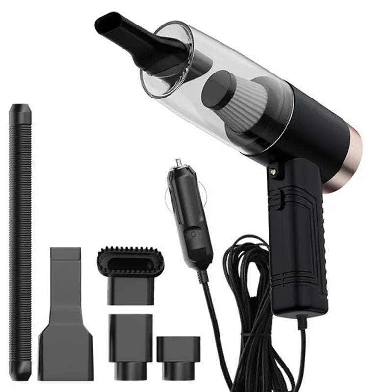 120W car vacuum cleaner with accessories in black or white colour