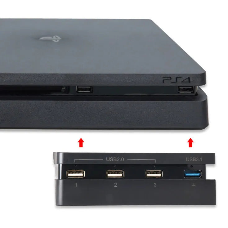 Black PS4 Slim USB hub extender interface accessory for PlayStation 4 console connectivity expansion