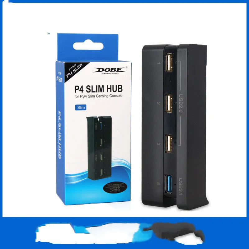 Black PS4 Slim USB hub extender interface accessory for PlayStation 4 console connectivity expansion