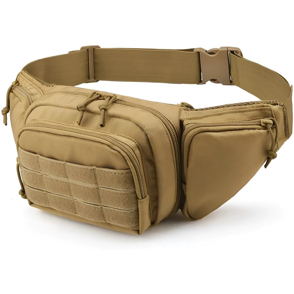 Tactical multifunctional waist bag in black colour with adjustable strap system
