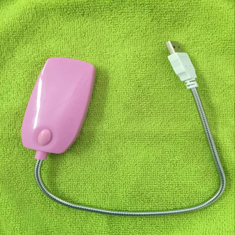 Flexible gooseneck USB LED desk lamp in black, white, blue, and pink colour options.