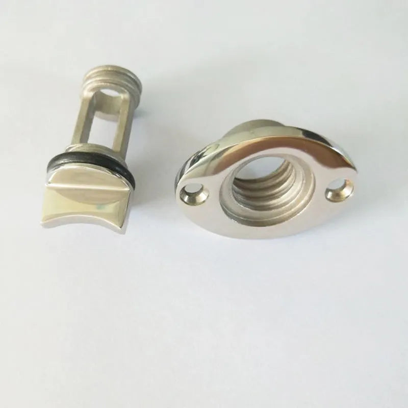 Stainless steel marine water plug for ships and yachts measuring 4.5 by 5.5 by 2.0 cm