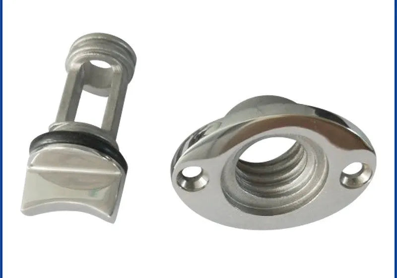 Stainless steel marine water plug for ships and yachts measuring 4.5 by 5.5 by 2.0 cm