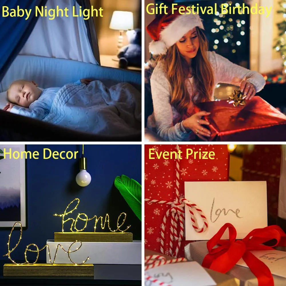Touch remote control LED desk lamp with black base and colourful star pattern lighting