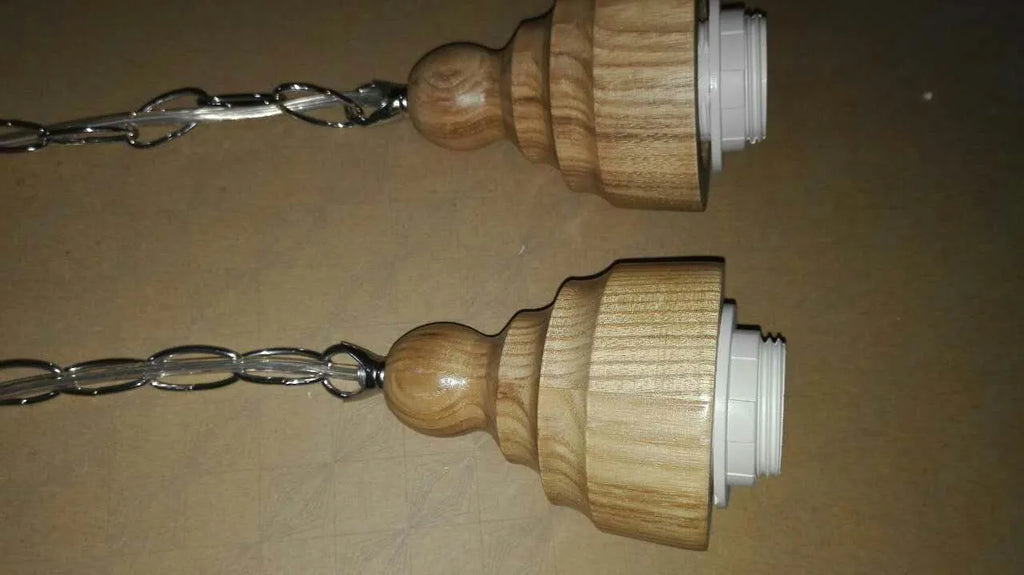 Glass wood grain single head pendant light with adjustable height in Nordic style