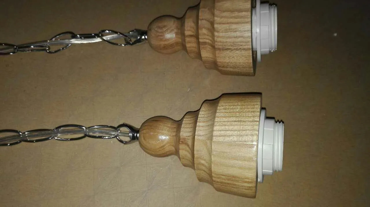Glass wood grain single head pendant light with adjustable height in Nordic style
