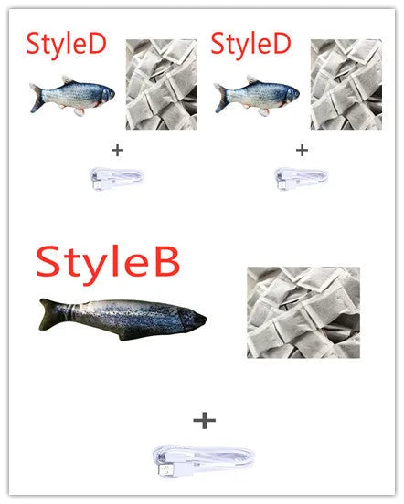 Multicolour electric jumping fish cat toy with USB cable for recharging