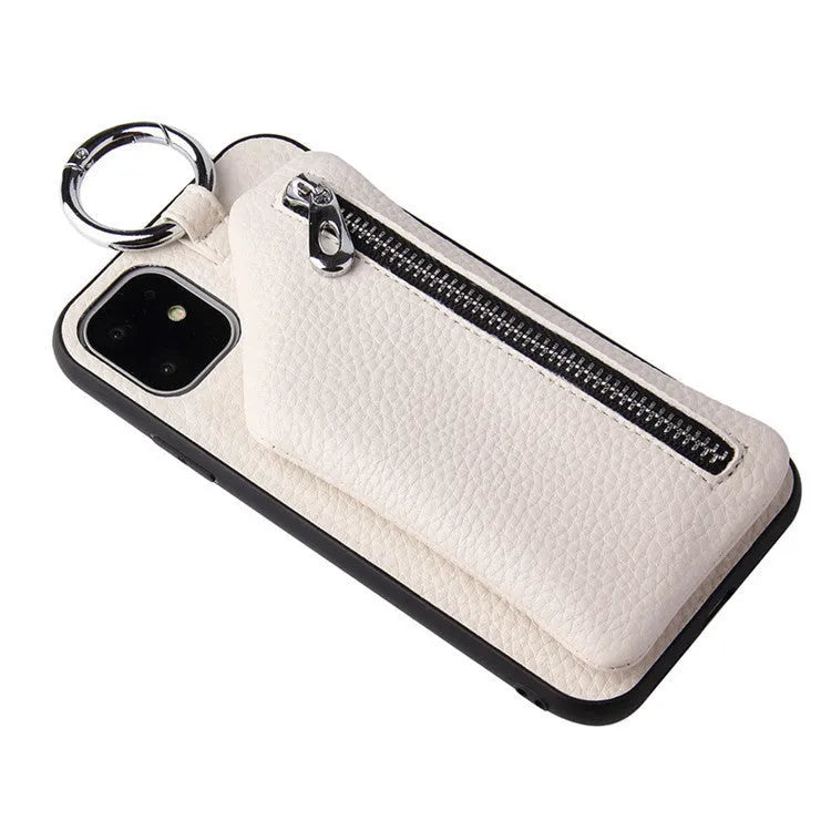 PU leather iPhone case with coin purse and detachable crossbody lanyard in multiple colours.