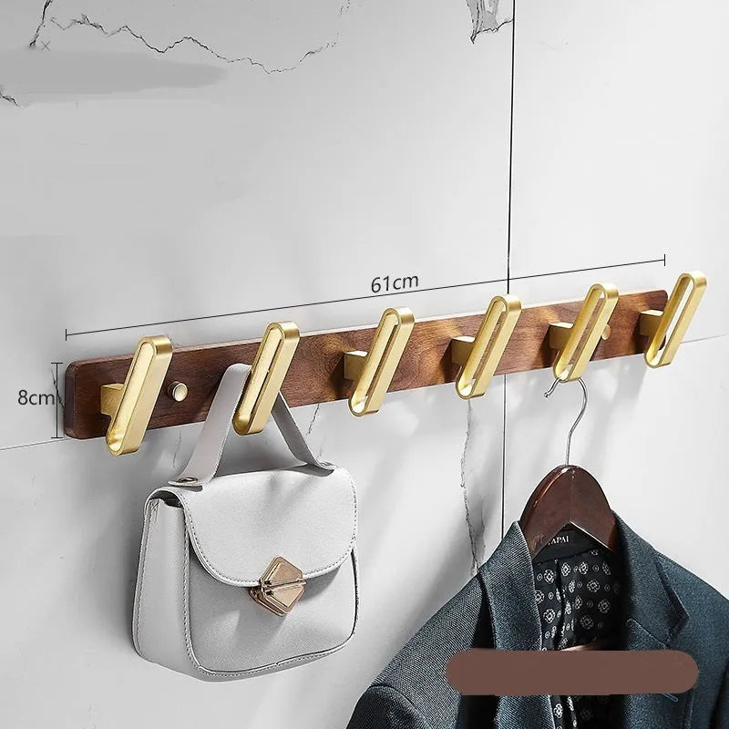 Black walnut aluminium clothes hooks with brass wire drawing treatment in bathroom setting