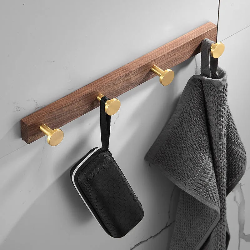 Black walnut aluminium clothes hooks with brass wire drawing treatment in bathroom setting