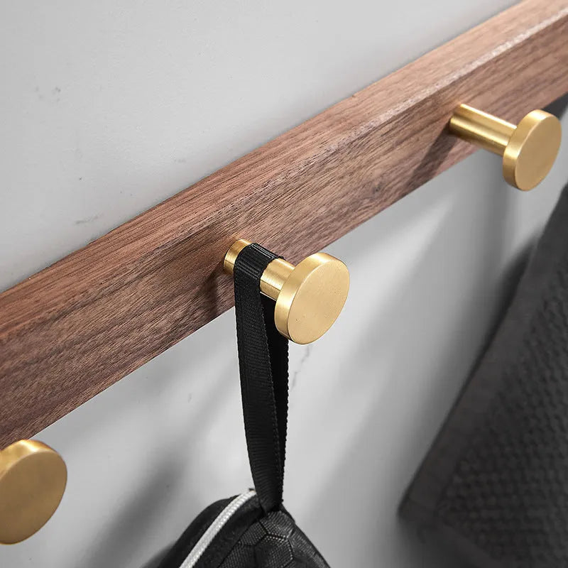 Black walnut aluminium clothes hooks with brass wire drawing treatment in bathroom setting