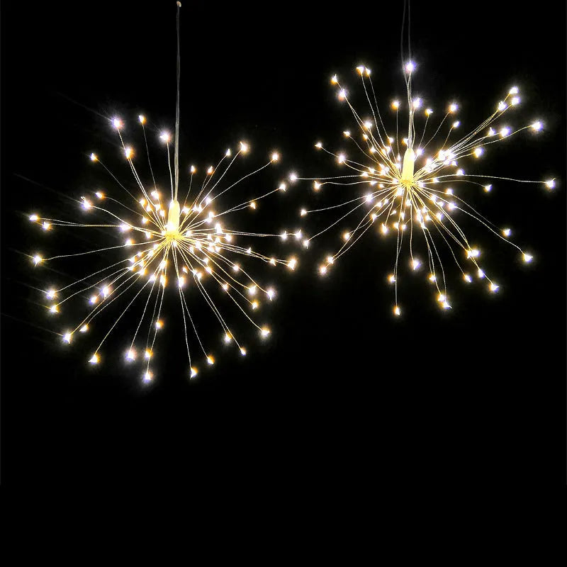 Solar powered LED meteor shower light with warm white starry explosion effect for indoor outdoor decoration