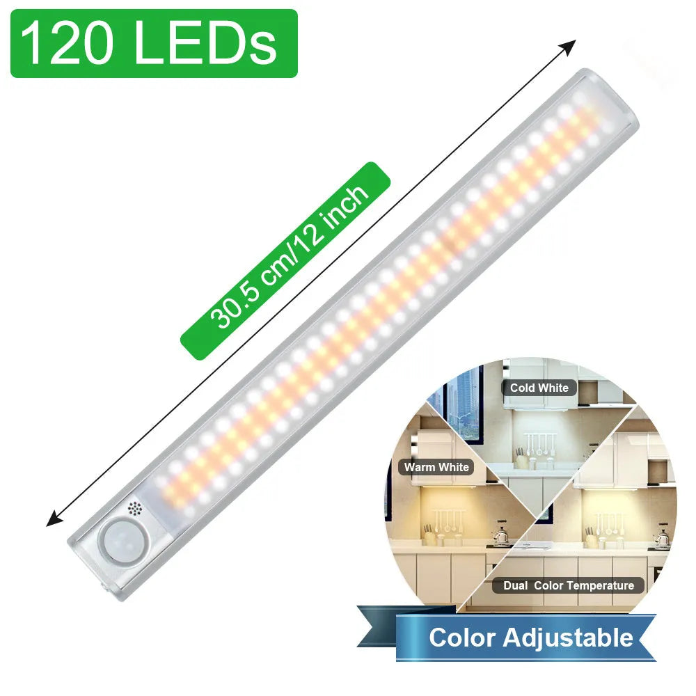 Smart aluminium alloy body induction cabinet light with USB charging port and LED beads.