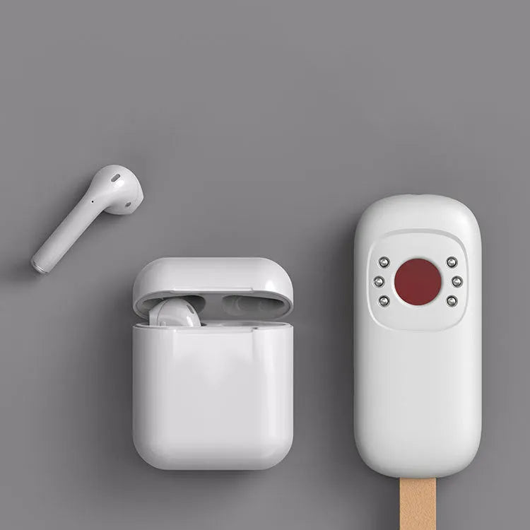 White New-T6 anti-sneak camera detector with ABS casing, 77x34x15mm, alarm mode for 50-3G MHz monitoring