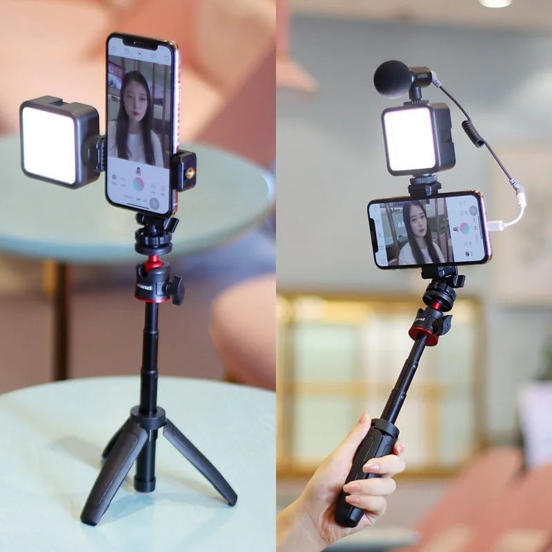Combo 8 mobile phone vlog bracket set with adjustable stand and LED fill light for video recording