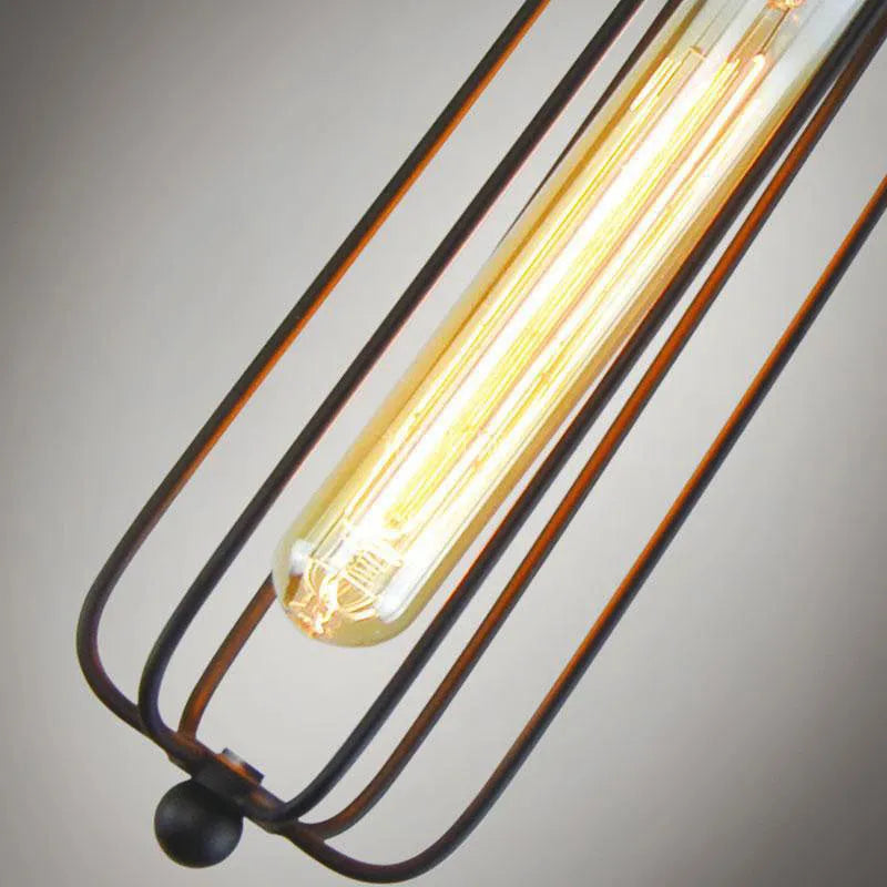 Brown Nordic retro industrial iron chandelier with gladiator and fishing line design for ceiling.