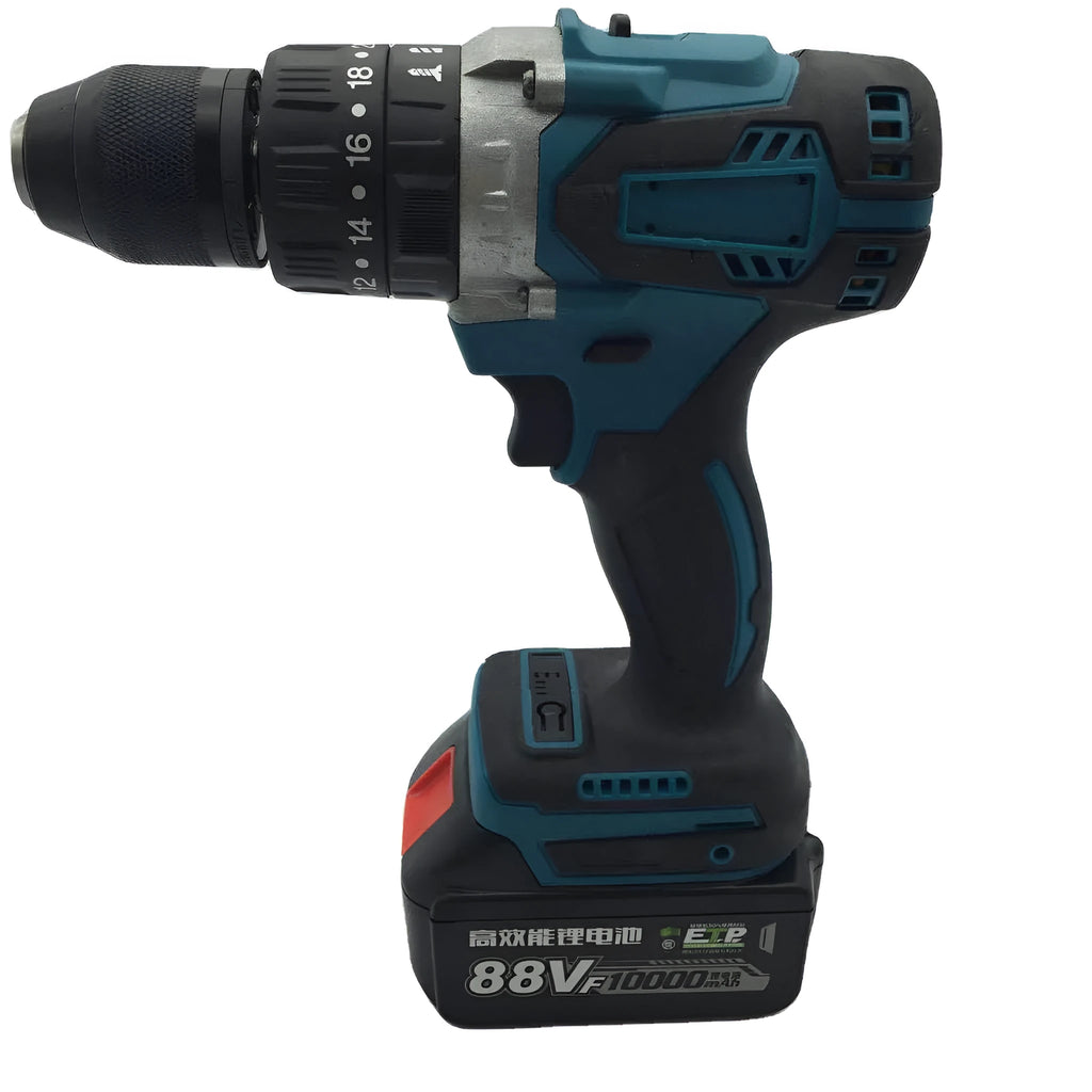 21V cordless impact drill and electric screwdriver tool with 13mm metal chuck and lithium battery