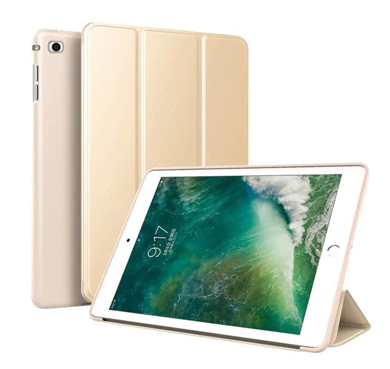 Black TPU clamshell case for iPad with integrated silicone kickstand deployed, showing iPad screen.