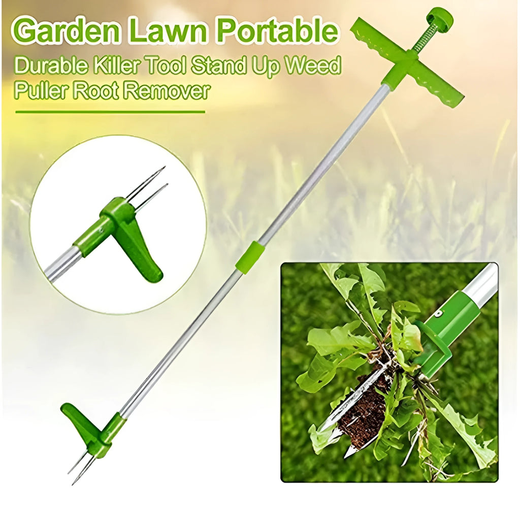 Aluminium and plastic manual garden weeder and digging tool measuring 50cm long.