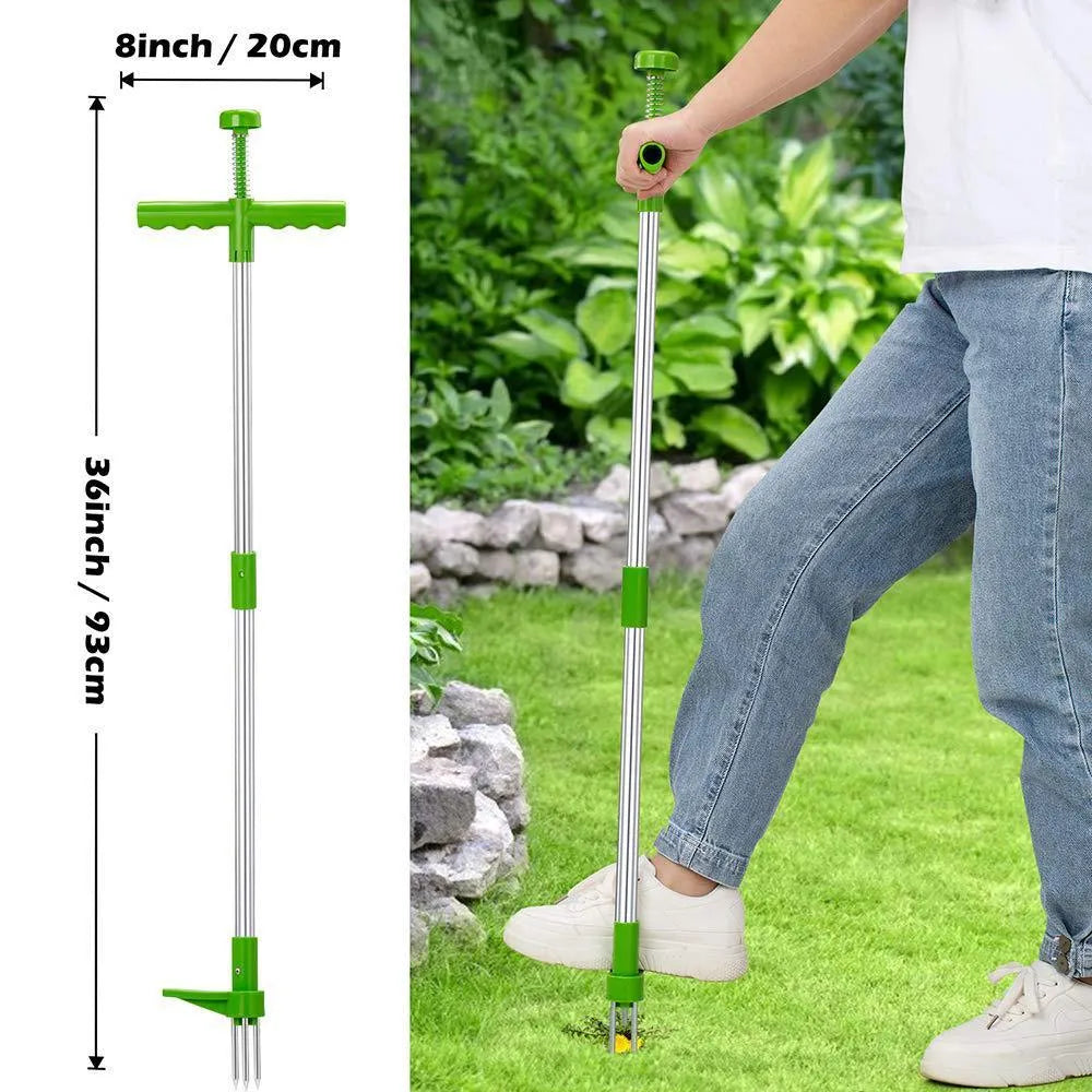 Aluminium and plastic manual garden weeder and digging tool measuring 50cm long.