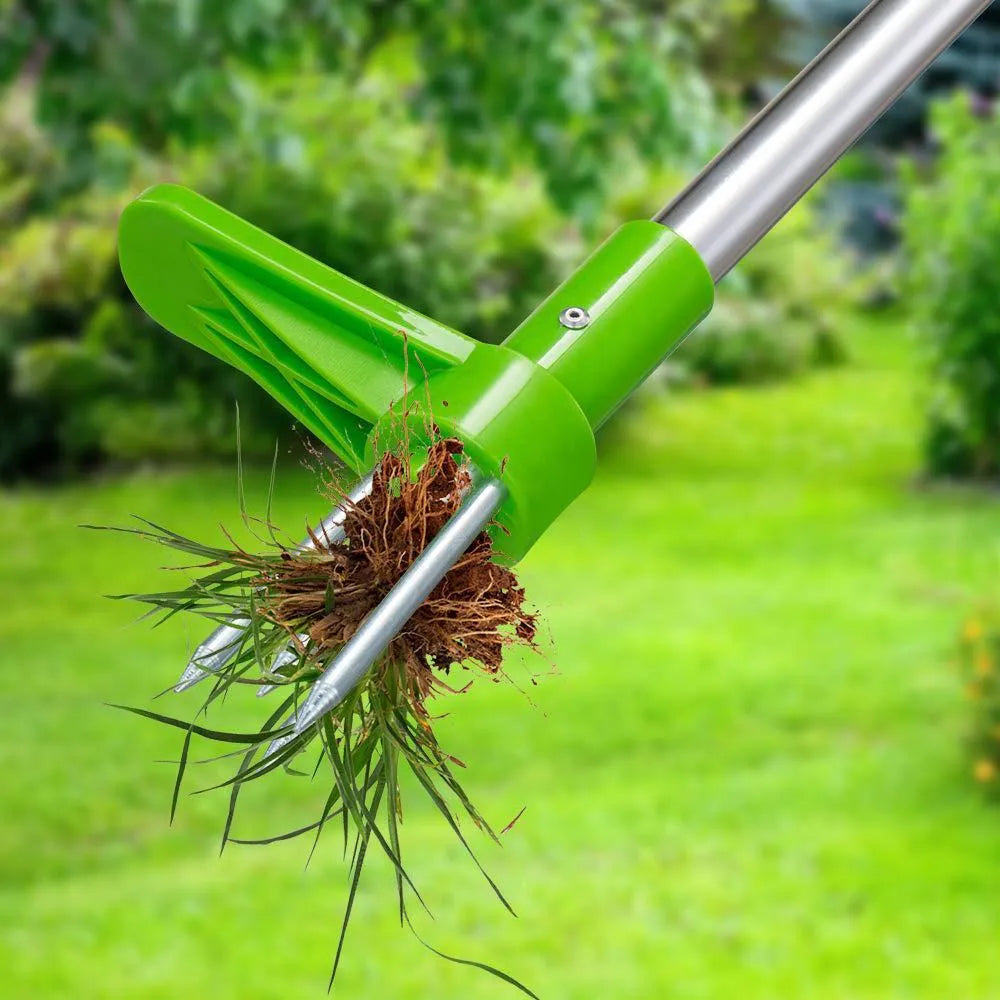 Aluminium and plastic manual garden weeder and digging tool measuring 50cm long.