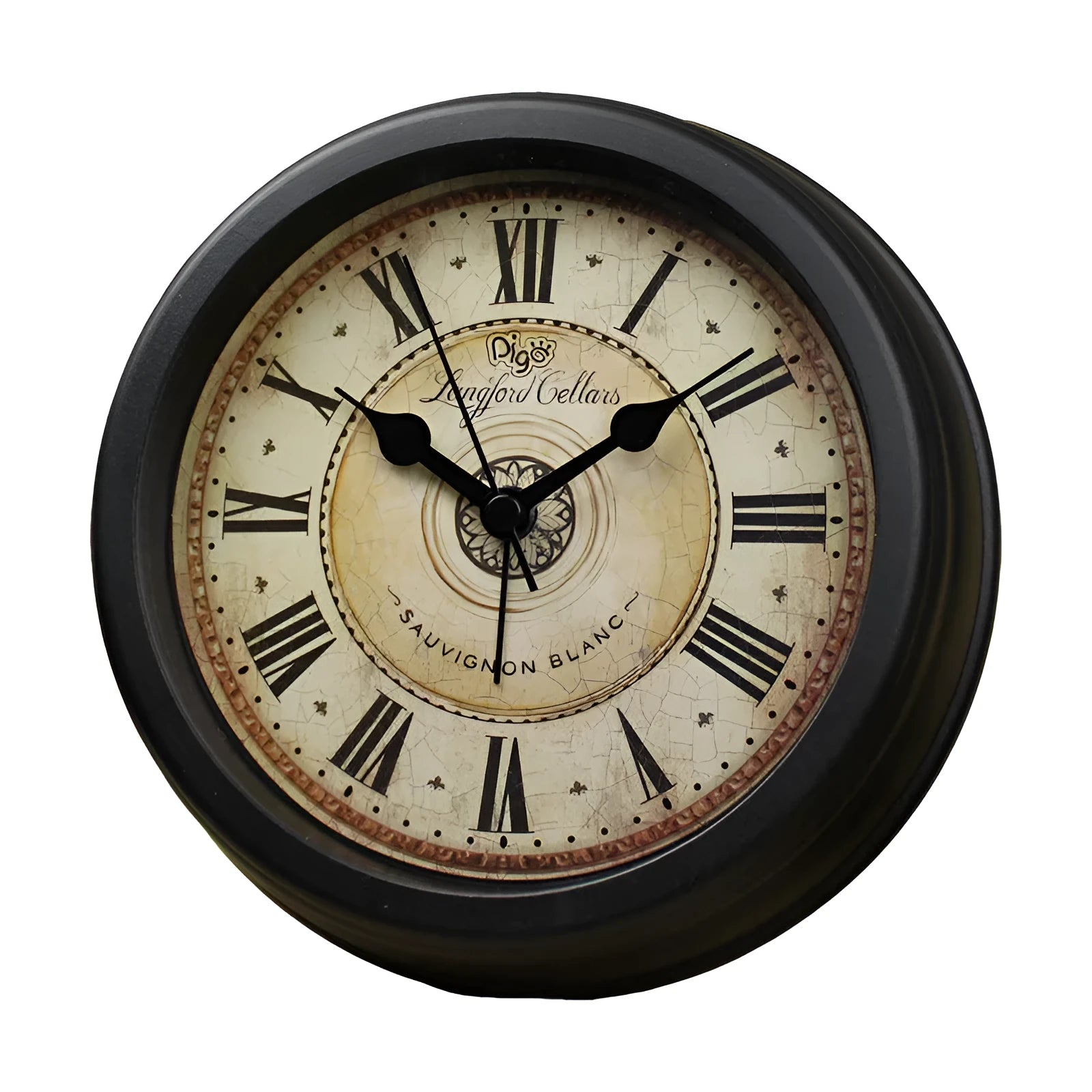 European retro style 6-inch round desk clock with silent sweep movement and decorative design