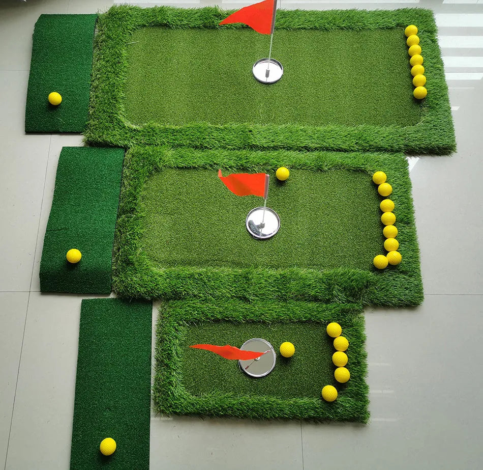 Green golf training mat with PP grass surface on EVA base for indoor practice