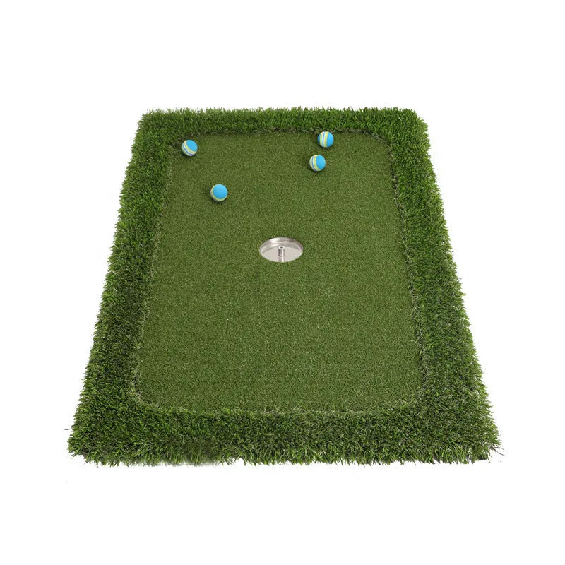 Green golf training mat with PP grass surface on EVA base for indoor practice