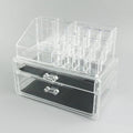 Clear acrylic foldable makeup storage case with transparent design showing internal organisation space