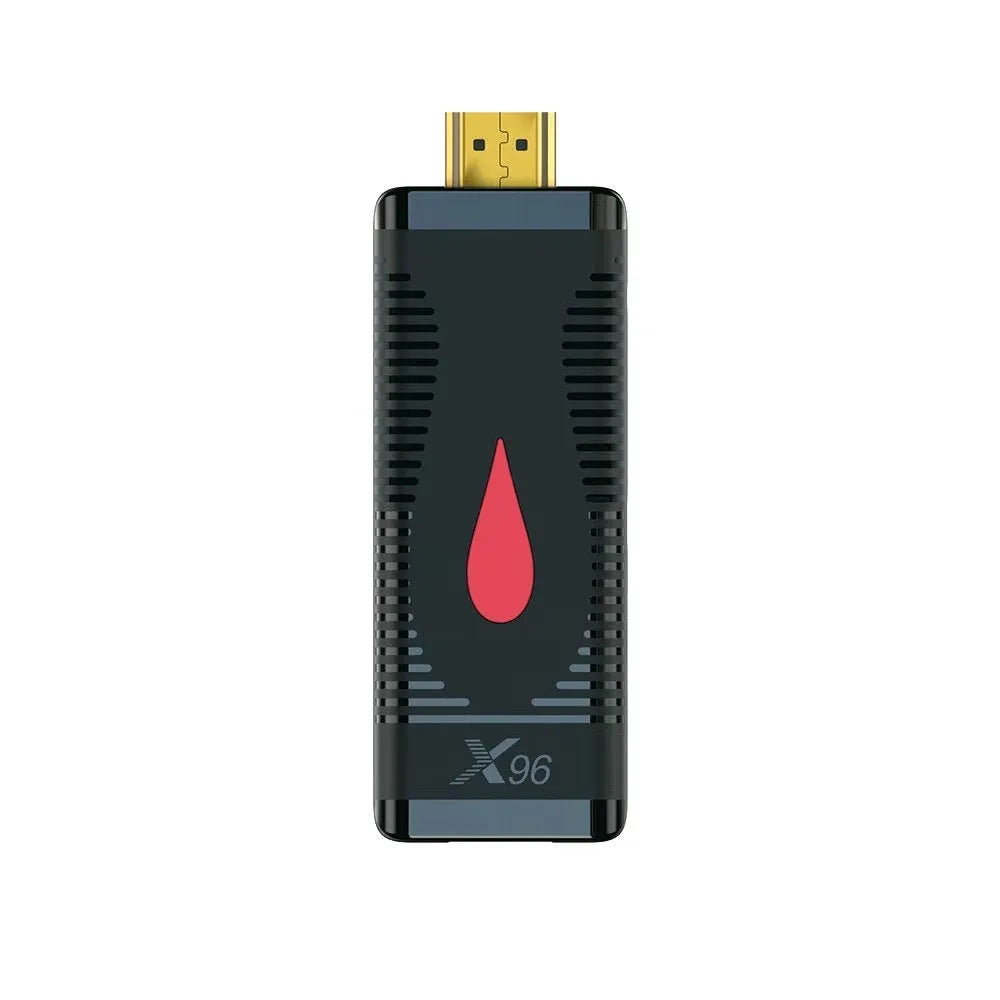 Android TV set-top box streaming device in mini TV stick dongle format with infrared remote control