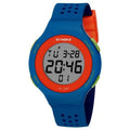 Men's thin electronic sports watch with luminous digital display, shown in multiple colour options.