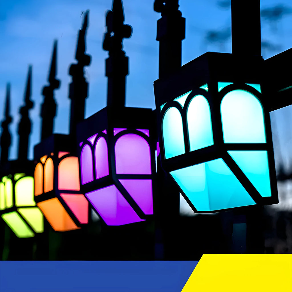 Square solar wall lamp with decorative design for outdoor garden and courtyard installation