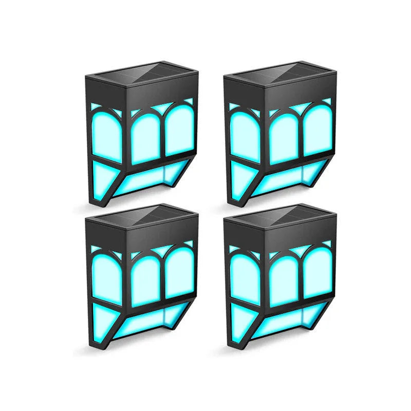 Square solar wall lamp with decorative design for outdoor garden and courtyard installation