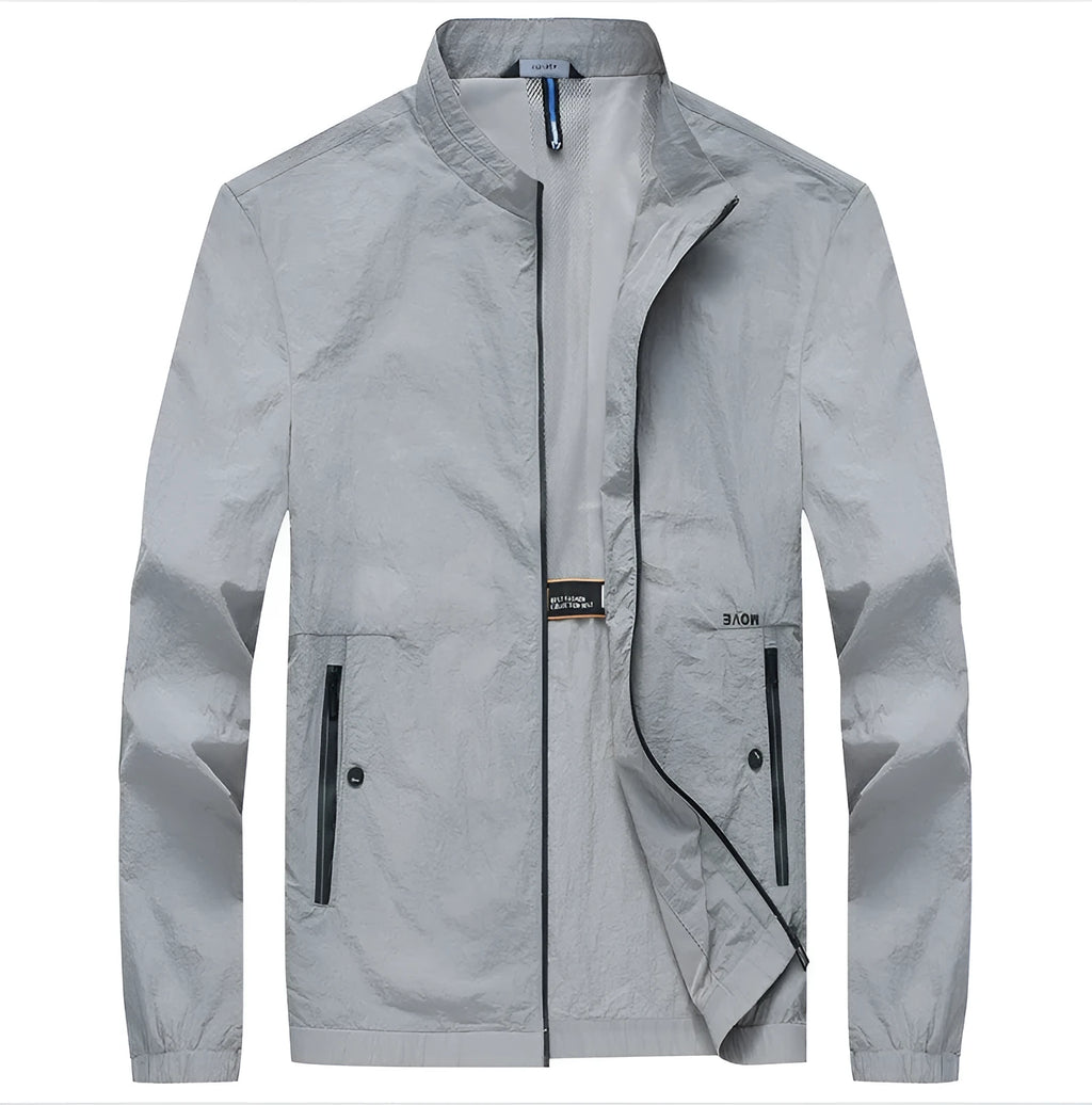 Kentino JX133 light blue men's thin polyester summer shirt on a hanger.