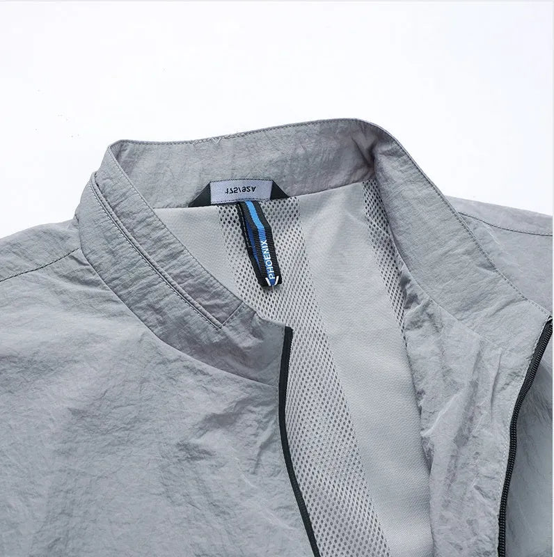 Kentino JX133 light blue men's thin polyester summer shirt on a hanger.