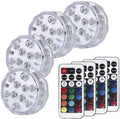 White waterproof disc LED light with remote control for swimming pools and garden decoration.