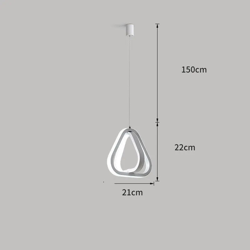 Modern minimalist single head LED chandelier with remote control in black or white colour