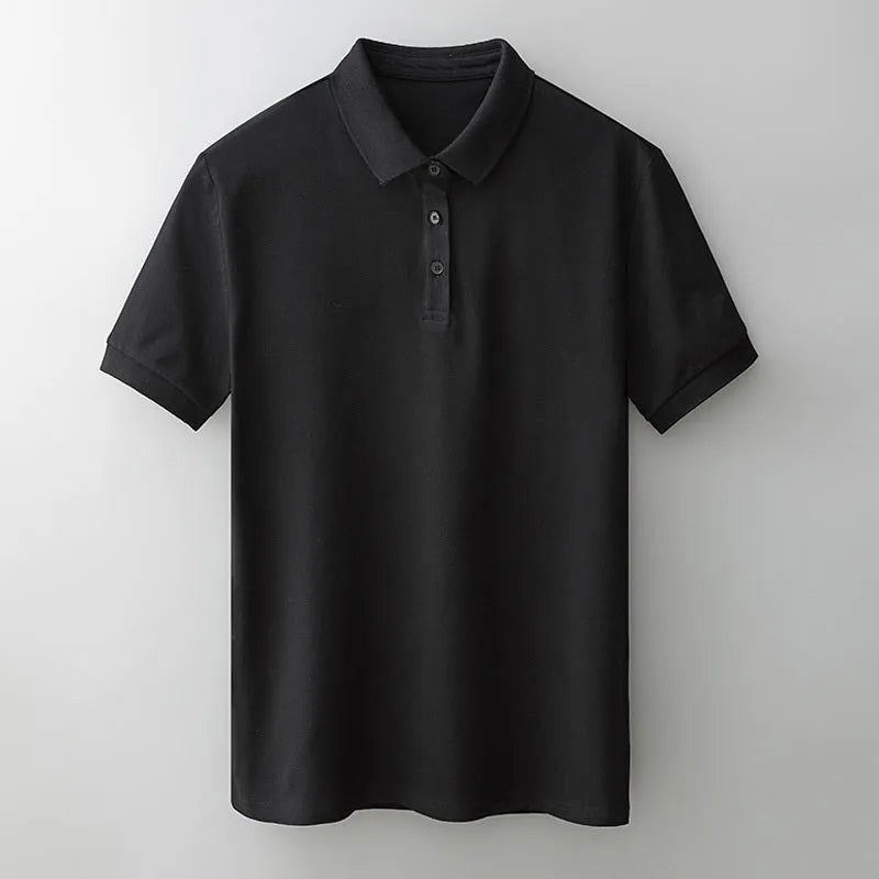 Men's business casual polo shirt in cotton-spandex blend, apricot colour, Asian size M.