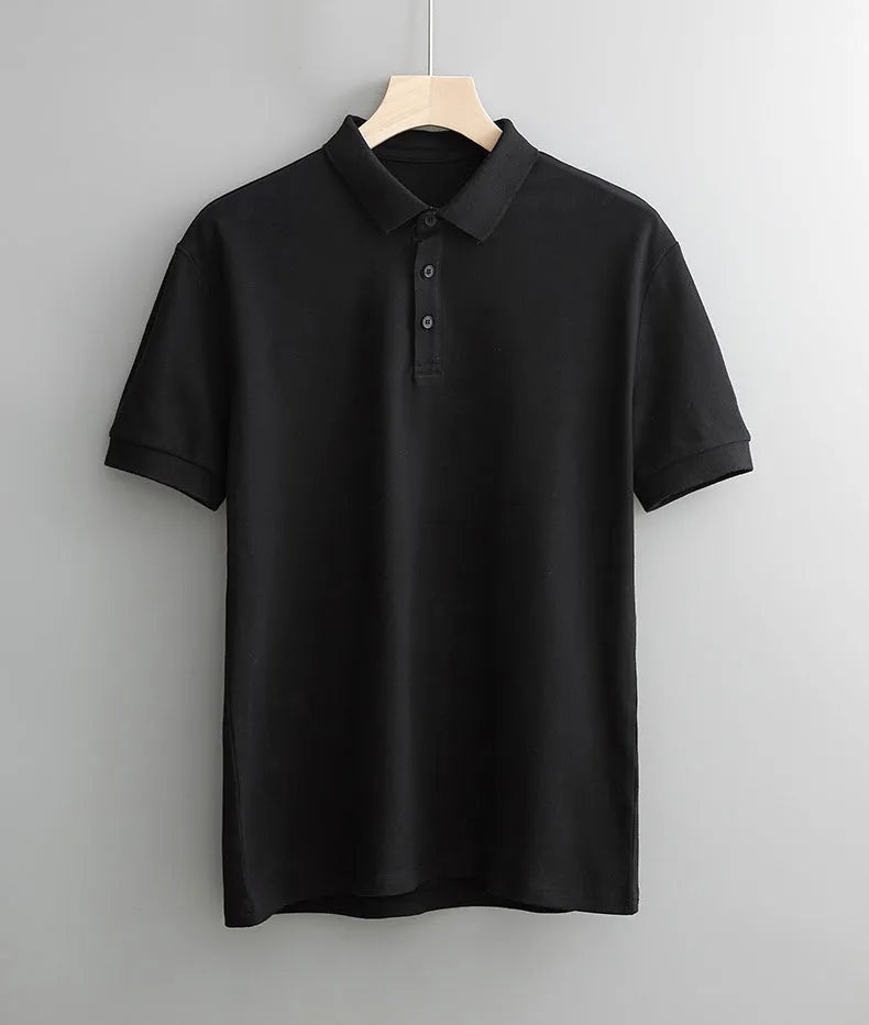 Men's business casual polo shirt in cotton-spandex blend, apricot colour, Asian size M.